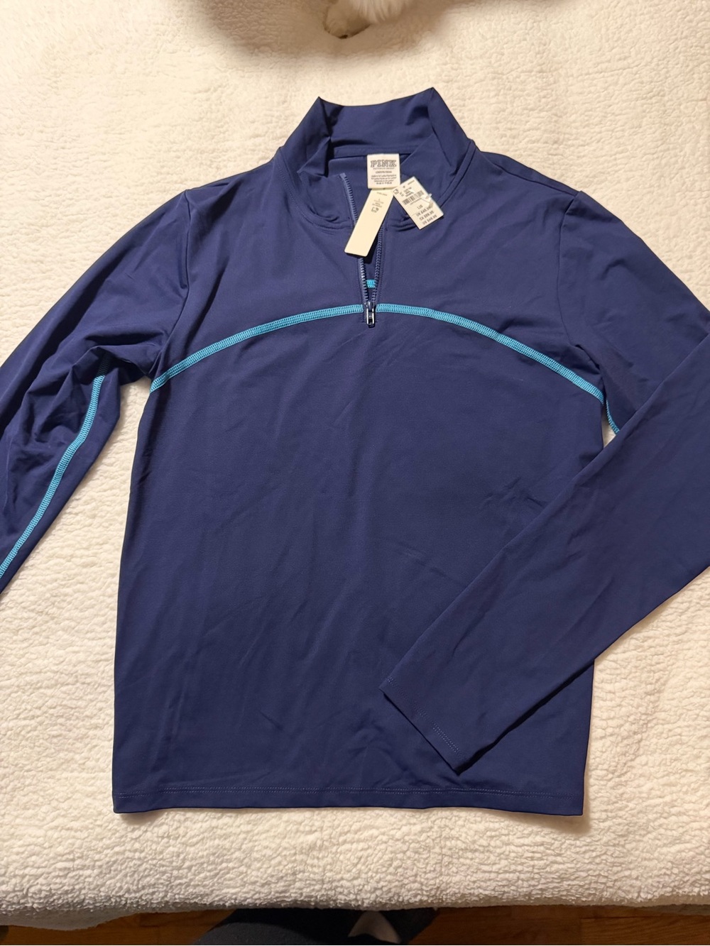 PINK Victoria’s Secret Navy Blue Quarter Zip Athletic Pullover NWT Size L